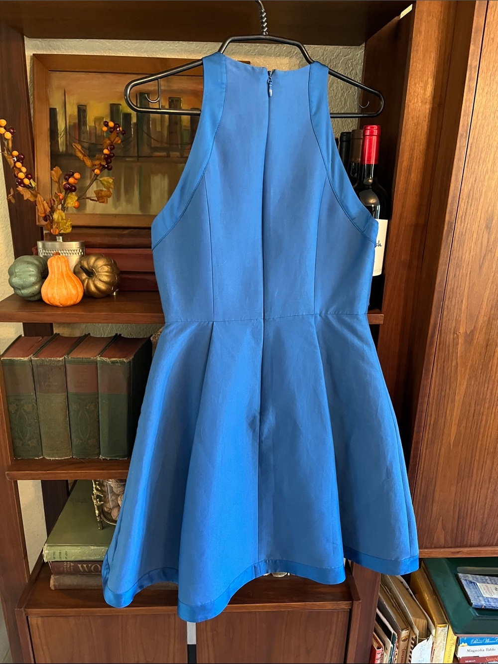 Halston Heritage Cobalt Blue High-Low Fit & Flare Dress - Picture 7 of 8